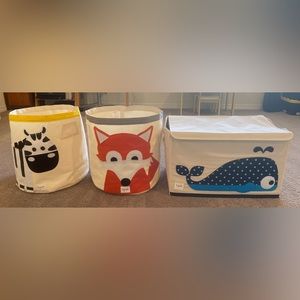 3 Sprouts Canvas Toy Chest (qty 1) and Storage Bins (qty 2)